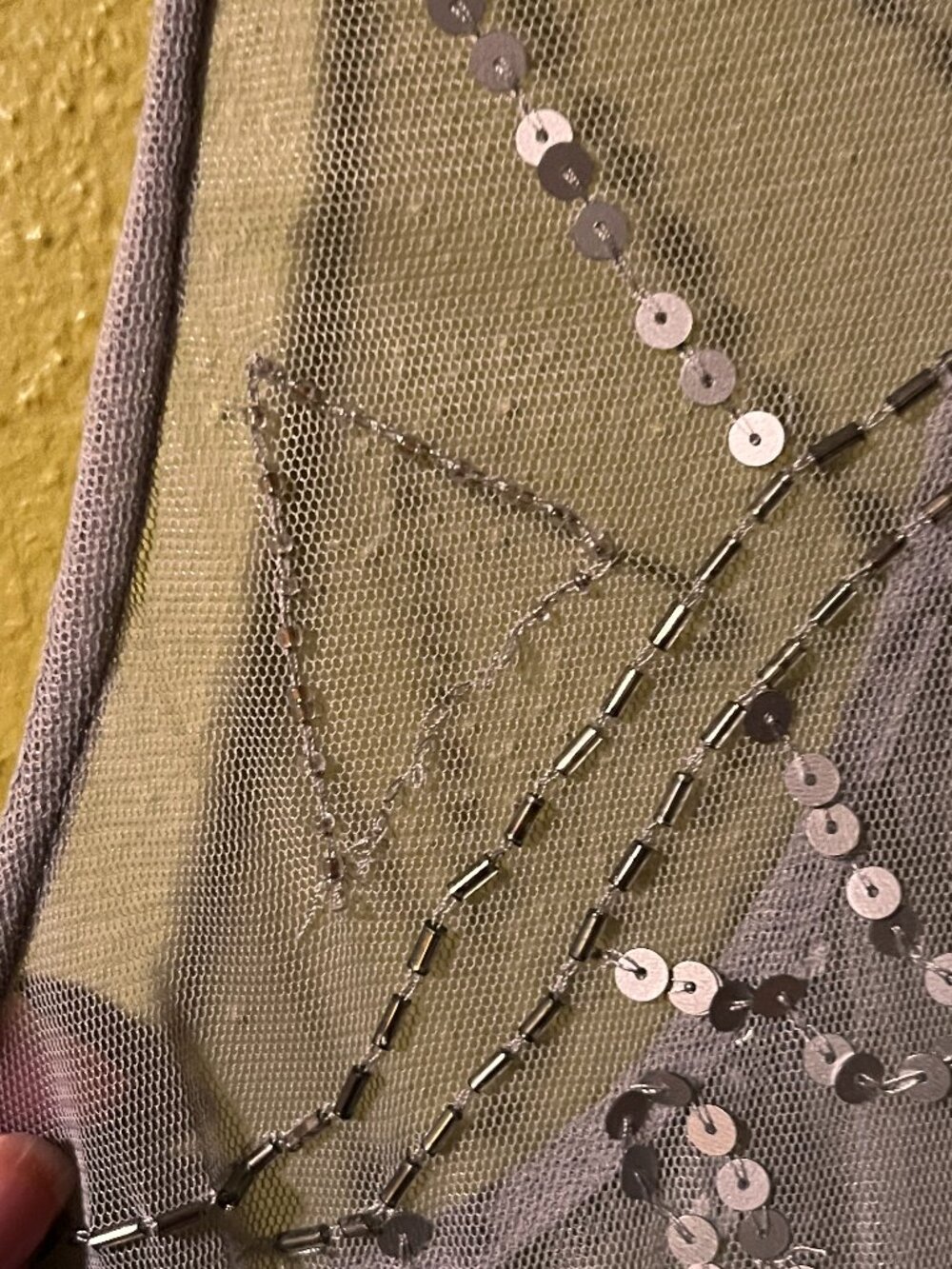 Intimately Free People Gray Sequin Beaded Mesh Sleeveless Dress Size L - Picture 9 of 9